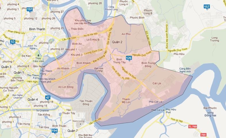 نقشه از مناطق ho chi minh city